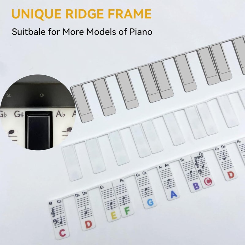 BEATBIT Piano Note Strips Pro, Thickened Anti-Stuck, Fit 88/61 Key Piano Keyboard, Design for Beginner Learning (Rainbow Colors Pro) - Image 4